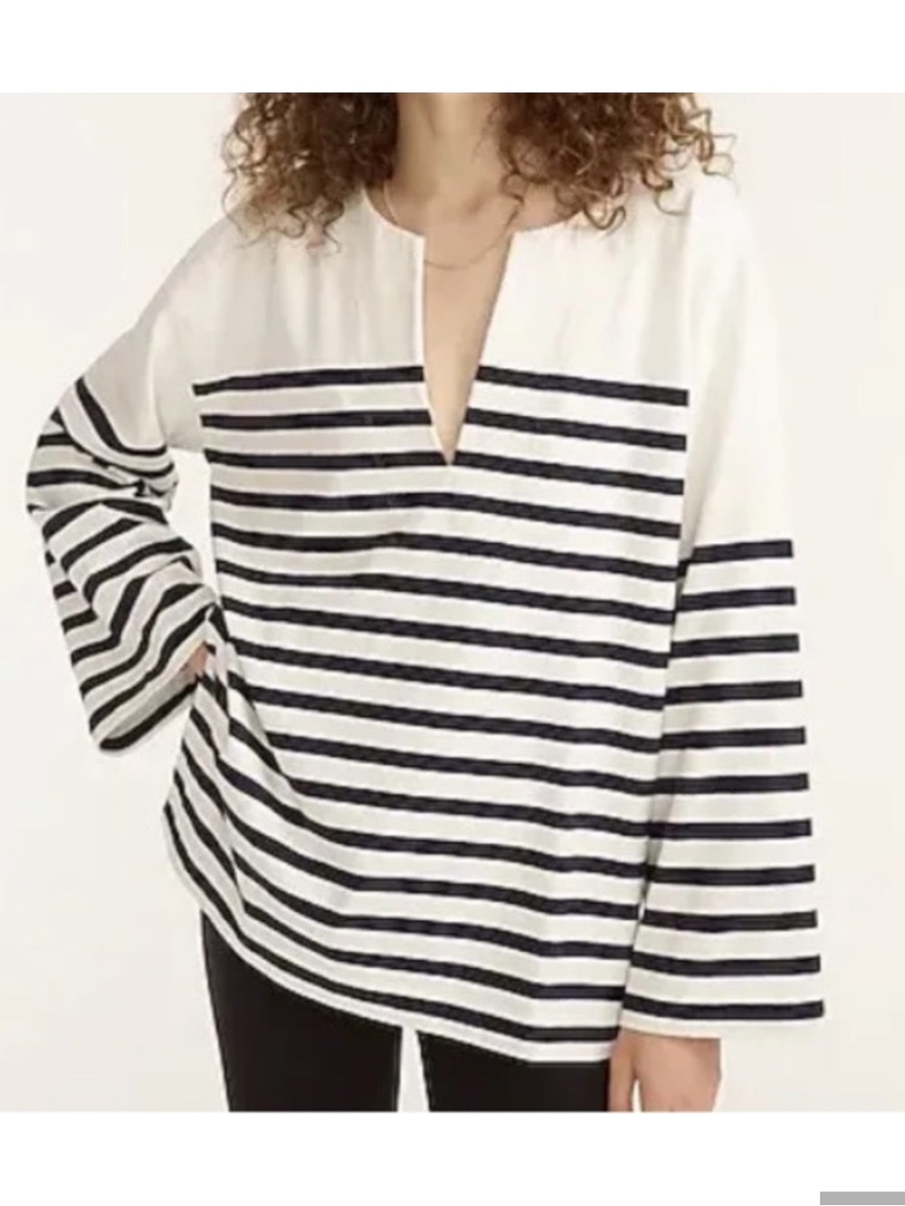 J. Crew Oversized Striped Mariner  Striped Split-V Top size M